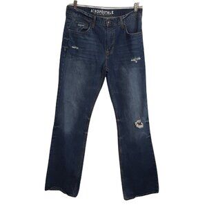Aeropostale Mens Jeans Slim Boot Destroyed Distressed Tag 33/34 Fit 34 X 33